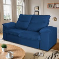 Sofá Retrátil Reclinável America 1,80m Suede Azul