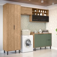 Lavanderia Completa Toscana 6 Portas 3 Gavetas 100% Mdf Freijó/Jade - Mx Móveis