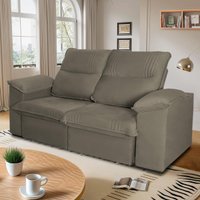 Sofá Retrátil Reclinável America 1,80m Suede Tabaco