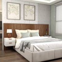 Cabeceira Casal Premium Ripado Freijó - Panorama Móveis