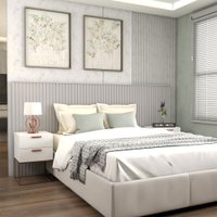 Cabeceira Casal Premium Ripado Off White  - Panorama Móveis
