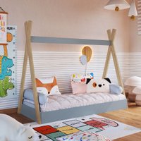 Cama Infantil Cabana com Colchão Itapuã/Azul - Completa Móveis - CCM004