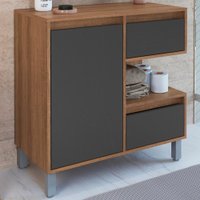 Gabinete 1 Porta e 2 Gavetas 80 cm BL2001 Mell Grafite FAEM