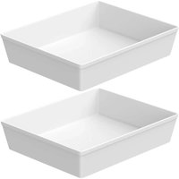 2 Travessas Brancas de Plástico 4,8L Saladeira Servir Massas Buffet Uno Coza