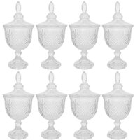 8 Potiches Cristal Baleiros Lyor Pé Tampa Dublin 24,5cm Bombonier Incolor