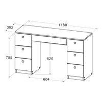 Penteadeira Escrivaninha 7 Gavetas 118 cm PE100 Preto Dtall