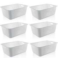 Kit de 6 Caixas Organizadoras Maxi Grande Organize Cesto Plástico 40l Branco