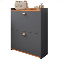Sapateira Closet Vertical Organizadora 12 Pares Calçados Unissex Prateleira Gavetas Basculante Cinza/Cinamomo - RPM