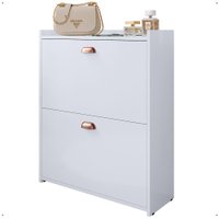 Sapateira Closet Vertical Organizadora 12 Pares Calçados Unissex Prateleira 2 Andares Gavetas Basculante Branco - RPM