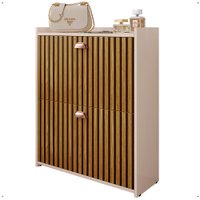 Sapateira Closet Vertical Organizadora 12 Pares Calçados Unissex Prateleira Gavetas Basculante Off White/Ripado - RPM