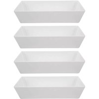 4 Travessas Bandejas Retangulares Plásticas 3L Brancas Saladas Sobremesas Massas Uno Coza