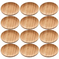 12 Pratos Redondos de Bambu 11cm Verona Bandeja de Servir Canapés Queijos Mesa Posta Lyor