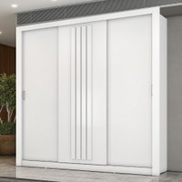 Guarda Roupa Casal 3 Portas Doha Carraro Ripado Branco