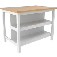 Bancada Ilha Cozinha 2 Prateleiras 120x80 cm CD1019 Branco Dtall