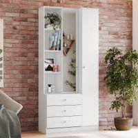 Guarda-Roupa Solteiro Doha 2 Porta 3 Gavetas com Espelho Branco - Henn