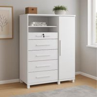 Cômoda com Sapateira e Cabideiro Multiuso 5 Gavetas 1 Porta Imperial Zanzini