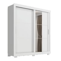 Guarda Roupas Casal com Espelho 2 Portas de Correr 4 Gavetas Titanium Branco Zanzini