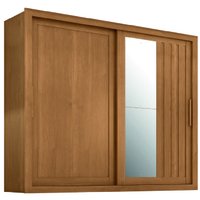 Guarda Roupas Casal Ripado com Espelho 2 Portas de Correr 4 Gavetas Trianon Madeirado Zanzini