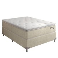 Conjunto Casal Colchão e Base Box Kyoto 138x188x76 Branco com Verde