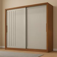 Guarda Roupas Casal Ripado Com 2 Portas de Correr 4 Gavetas Trianon Zanzini Areia/Madeirado