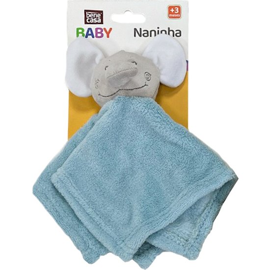 Naninha para Bebê Soninho Encantado 27x27cm Elefante Azul/Cinza