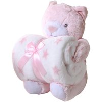 Bichinho de Pelúcia Premium com Manta New Bebê 100x75cm Rosa Claro