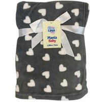 Manta Bebê Oportunity Flannel Fleece 100x75 Cinza Coração