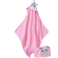 Toalha Felpuda com Capuz Bebê 3D Aplique Bordado 70x70 Rosa
