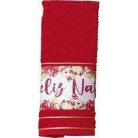 Kit 30 Toalha Lavabo Natalina Jacquard 30x45cm Vermelho/Creme