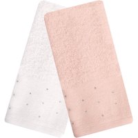 Kit 3 Toalha Lavabo Cristal Natalina 30x50cm Off White/Veludo Rosa