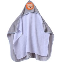Toalha com Capuz Aplique e Forro em Fralda Toque Suave 70x90 Cinza