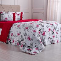 Edredom Solteiro de Malha 100% Algodão Fio Penteado 160X220cm Vermelho Aline
