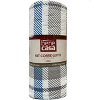Kit Cobre Leito Casal Ultra Lisse Estampado 210x230cm Azul/Cinza
