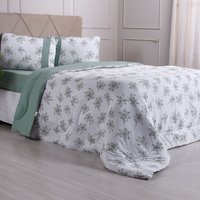 Edredom Queen de Malha 100% Algodão Fio Penteado 220x240cm Verde Thais