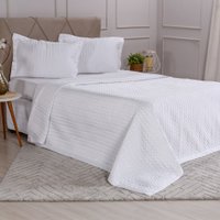 Kit Colcha King Satinatta Cetim Toque Pele de Pessego 260x280cm Branco