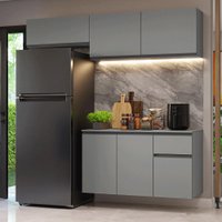 Armário de Cozinha Compacta Suspenso 200cm Cinza Nice Madesa 04XA