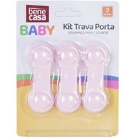 Kit Trava Porta 3 Peças para Bebês e Crianças Rosa