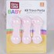 Kit Trava Porta 3 Peças para Bebês e Crianças Rosa