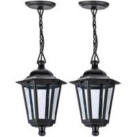 Kit 2 Pendentes Pretos Externos Gregos 18x58cm Lâmpada E27 Termoplástico Dital