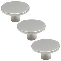 Kit 3 Puxadores 206 Naico Ponto Redondo Cromo Acetinado para Móvel Armários e Gavetas