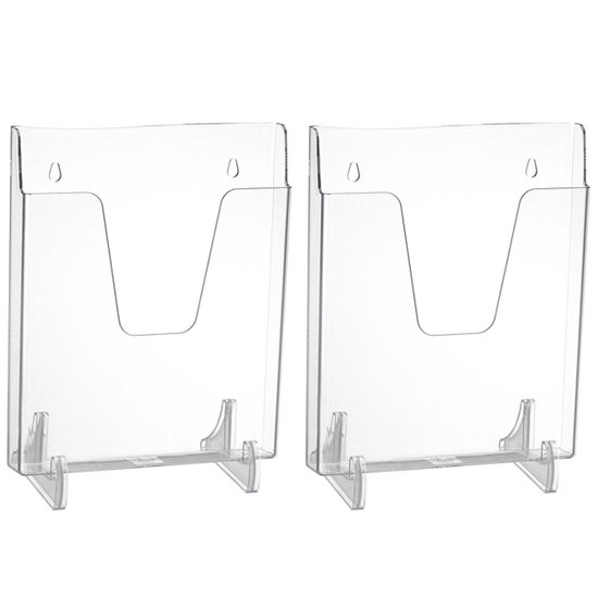 2 Expositores de Acrílico A4 Parede Mesa para Documentos DelloColor Vertical Transparente