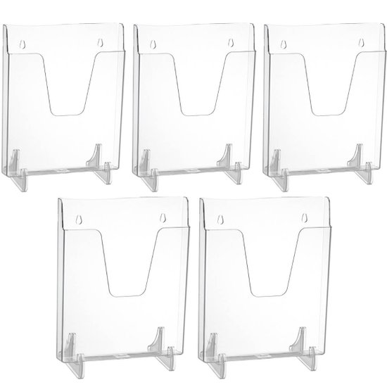 Kit 5 Expositores de Parede Mesa Acrílico A4 Organizadores Verticais Documentos Transparentes DelloColor