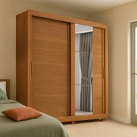 Guarda Roupas com Espelho 2 Portas de Correr 4 Gavetas Titanium Cinamomo Zanzini