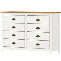 Comoda 8 Gavetas Madeira Maciça 125 cm 9102 Branco Freijo Milani Store