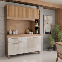 Cozinha Compacta Primavera 5 Portas 1 Gaveta Rústico/Natura Off White - Panorama Móveis