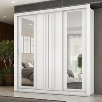 Guarda Roupa Casal 3 Portas Doha Duo Carraro Ripado Branco