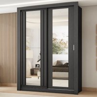 Guarda Roupa Solteiro 2 Portas Darvi Prime Carraro Ripado Preto Touch