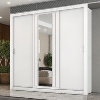 Guarda Roupa Casal 3 Portas Doha Lux Carraro Ripado Branco
