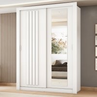 Guarda Roupa Solteiro 2 Portas Darvi Lux Carraro Ripado Branco