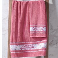 Jogo de Toalha de Banho e Rosto Palavras do Bem Rosa Sonhar
